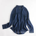 Lady's Spring Autumn Tencel Long Sleeve Cotton Shirt